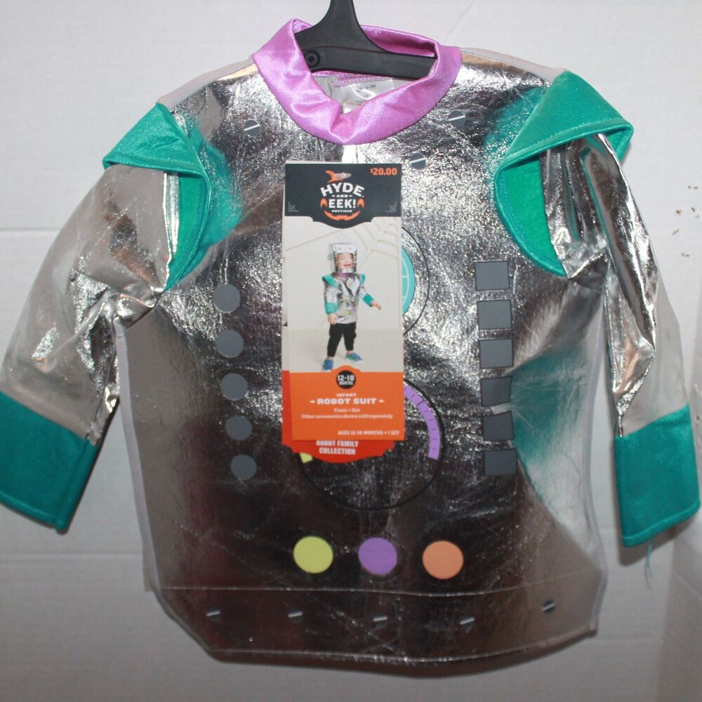 HYDE and EEK Metallic Silver Robot Suit Tunic & Hat Infant Size 12-18 Month